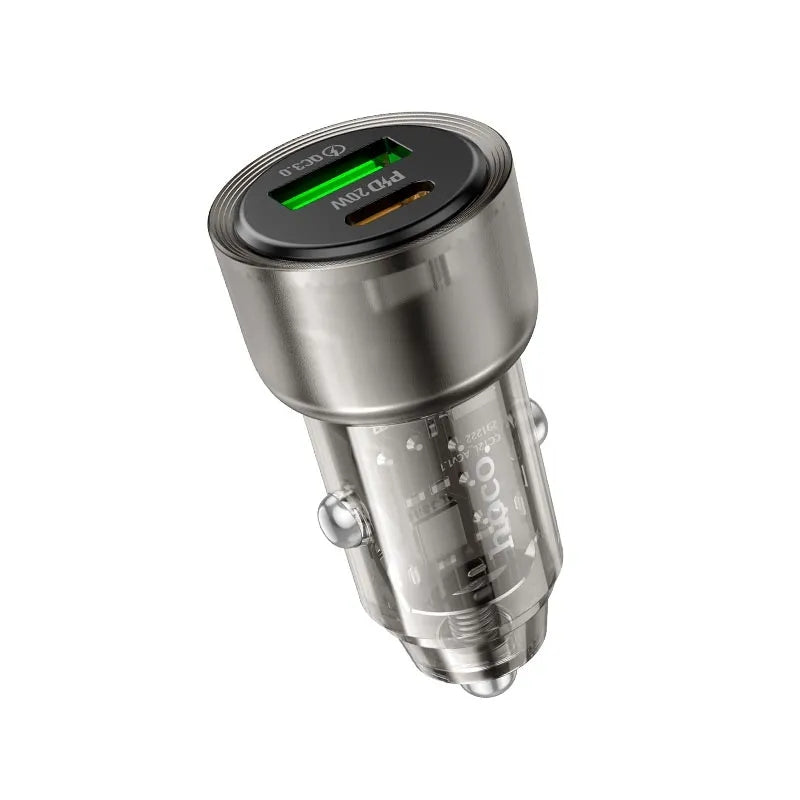 PD 20W QC3.0 Dual Ports USB-C & USB-A Fast Charging Car Charger Adapter PD 20W QC3.0 Dual Ports USB-C & USB-A Fast Charging Car Charger Adapter